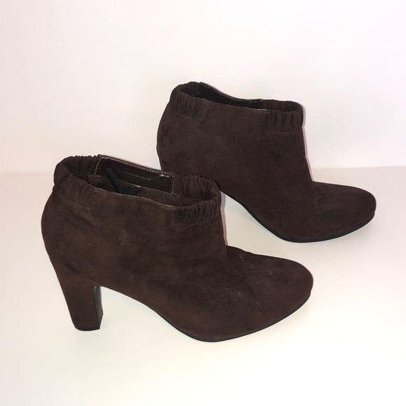 Sam & Libby Brown Heeled Ankle Booties Shoes ((9)) - Picture 2 of 7